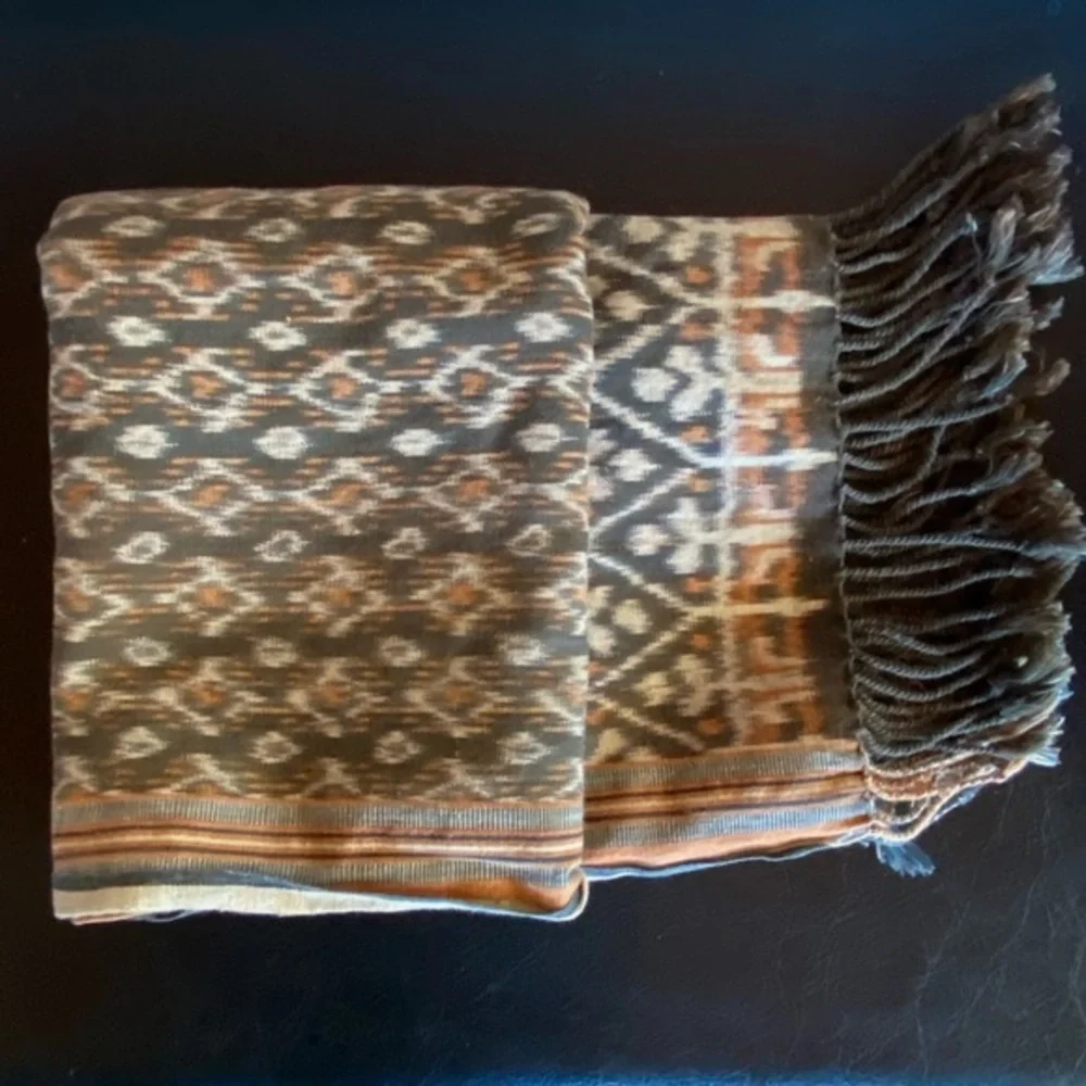 Long Ikat Scarf with Fringe - Picture 2 of 5